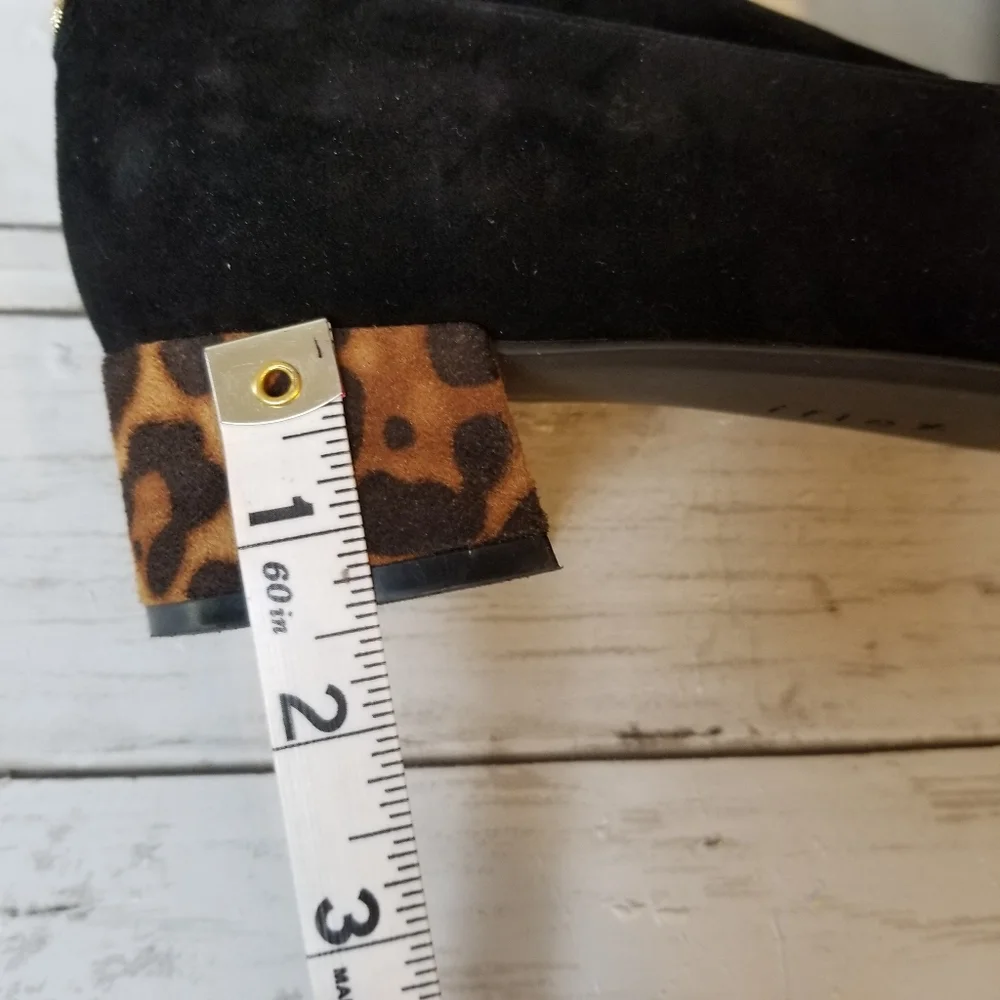 Anne Klein Kimbra Suede Leopard Print Block Heel Pump Heel